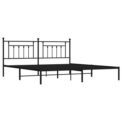 vidaXL Metal Bed Frame without Mattress with Headboard Black 76"x79.9"