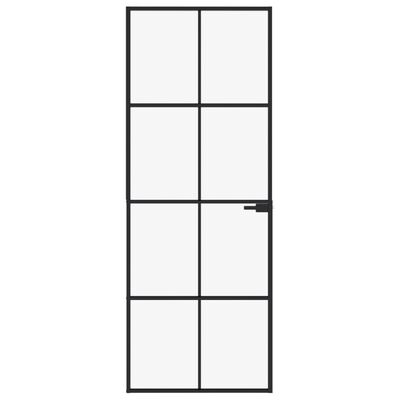 vidaXL Interior Door Black 29.9"x79.3" Tempered Glass&Aluminum Slim