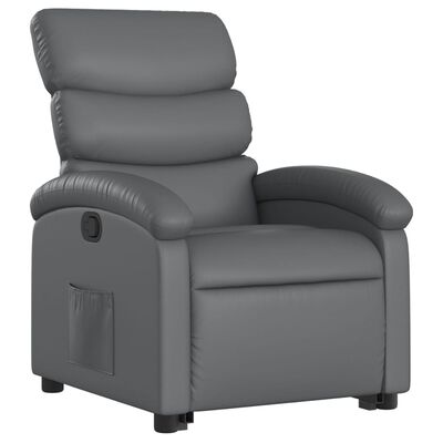 vidaXL Stand up Recliner Chair Gray Faux Leather