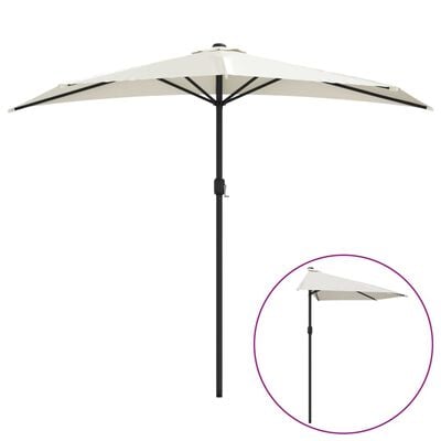 vidaXL Garden Parasol with Aluminum Pole Sand 106.3"x56.7" Half