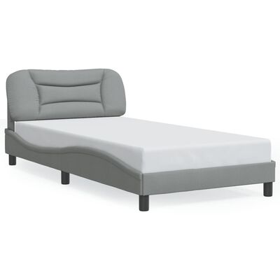 vidaXL Bed Frame with LED without Mattress Light Gray 39.4"x74.8" Fabric