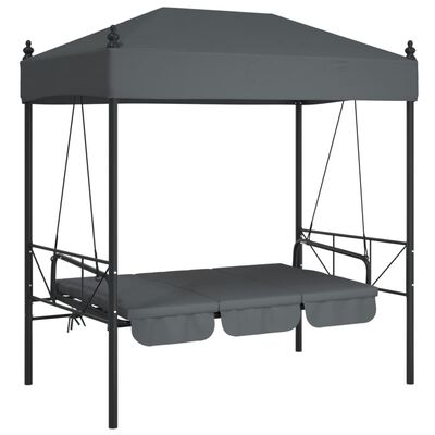 vidaXL Patio Swing Bench with Canopy Dark Gray Steel