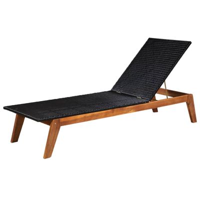 vidaXL Sun Loungers 2 pcs with Table Poly Rattan and Solid Acacia Wood