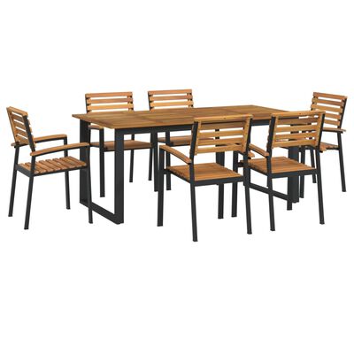 vidaXL 7 Piece Patio Dining Set Solid Wood Acacia and Metal