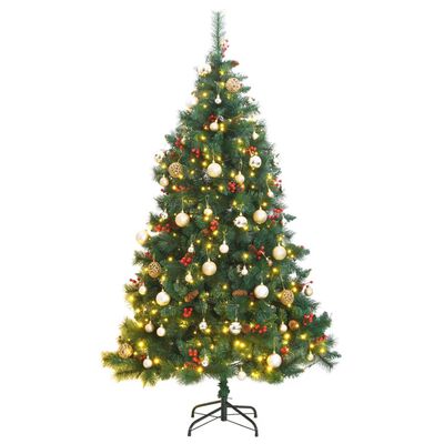 vidaXL Artificial Hinged Christmas Tree 300 LEDs & Ball Set 94.5"