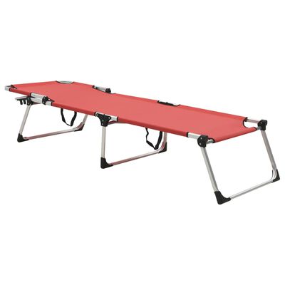 vidaXL Extra High Folding Senior Sunbed Red Aluminum