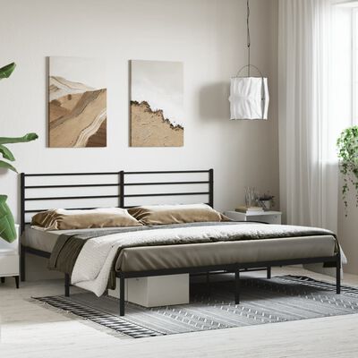 vidaXL Metal Bed Frame without Mattress with Headboard Black 72"x83.9"