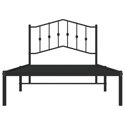 vidaXL Metal Bed Frame without Mattress with Headboard Black 39.4"x74.8"