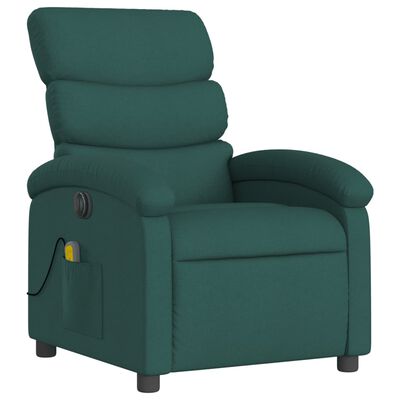 vidaXL Electric Massage Recliner Chair Dark Green Fabric