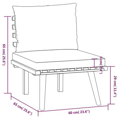 vidaXL 11 Piece Patio Lounge Set with Cushions Solid Acacia Wood