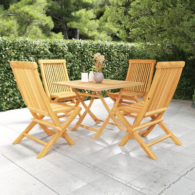 vidaXL 5 Piece Patio Dining Set Solid Teak Wood