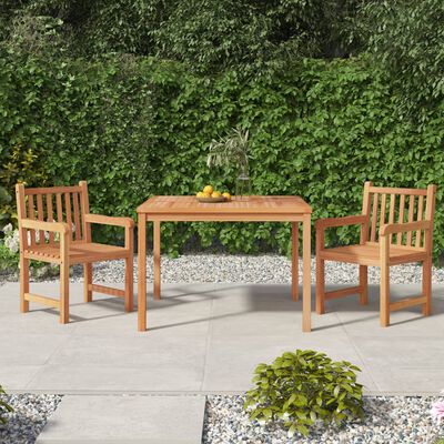 vidaXL 3 Piece Patio Dining Set Solid Wood Teak