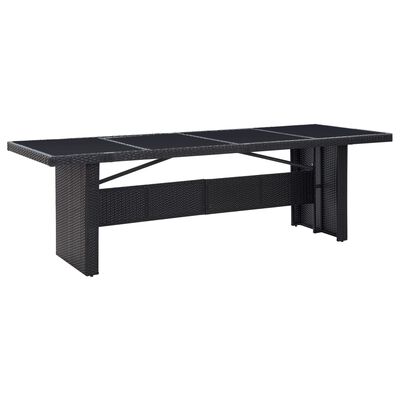 vidaXL Patio Table Black 94.5"x35.4"x29.1" Poly Rattan and Glass