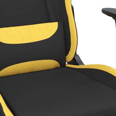 vidaXL Gaming Chair with Footrest Black and Yellow Fabric