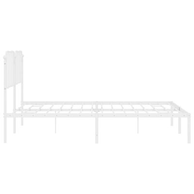 vidaXL Metal Bed Frame without Mattress with Headboard White 72"x83.9"