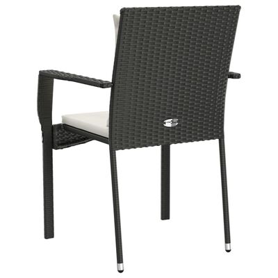 vidaXL Patio Chairs with Cushions 4 pcs Poly Rattan Black