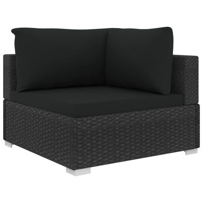 vidaXL 9 Piece Patio Lounge Set with Cushions Poly Rattan Black