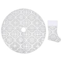 vidaXL Luxury Christmas Tree Skirt with Sock White 3 ft Fabric