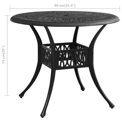 vidaXL Patio Table Black 35.4"x35.4"x29.1" Cast Aluminum