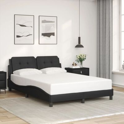 vidaXL Bed Frame without Mattress Black 53.9"x74.8" Faux Leather