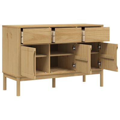 vidaXL Sideboard FLORO Wax Brown 44.9"x16.9"x29.1" Solid Wood Pine