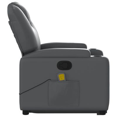 vidaXL Stand up Massage Recliner Chair Gray Faux Leather