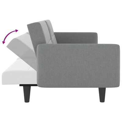 vidaXL Sofa Bed with Cup Holders Light Gray Fabric