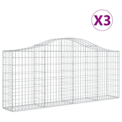 vidaXL Arched Gabion Baskets 3 pcs 78.7"x11.8"x31.5"/39.4" Galvanized Iron