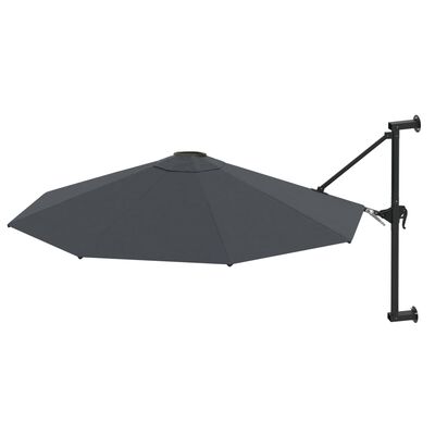 vidaXL Wall-Mounted Garden Parasol with Metal Pole 118.1" Anthracite