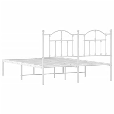 vidaXL Metal Bed Frame without Mattress with Headboard White 59.1"x78.7"