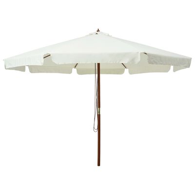 vidaXL Garden Parasol with Wooden Pole 129.9" Sand White