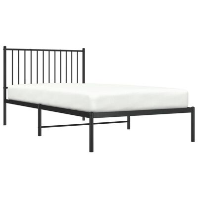 vidaXL Metal Bed Frame with Headboard Black 39.4"x78.7"