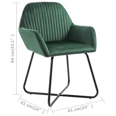 vidaXL Dining Chairs 2 pcs Green Velvet