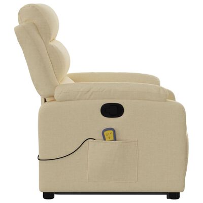 vidaXL Stand up Massage Recliner Chair Cream Fabric