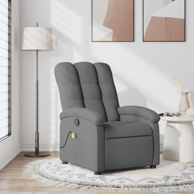 vidaXL Massage Recliner Chair Dark Gray Fabric