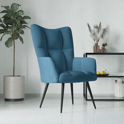 vidaXL Relaxing Chair Blue Velvet