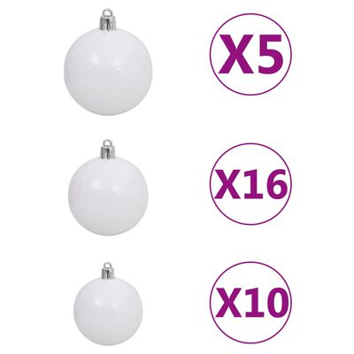 vidaXL Artificial Pre-lit Christmas Tree with Ball Set L 94.5" Green