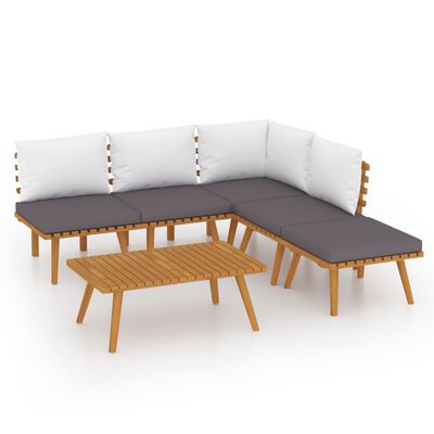 vidaXL 6 Piece Patio Lounge Set with Cushions Solid Acacia Wood