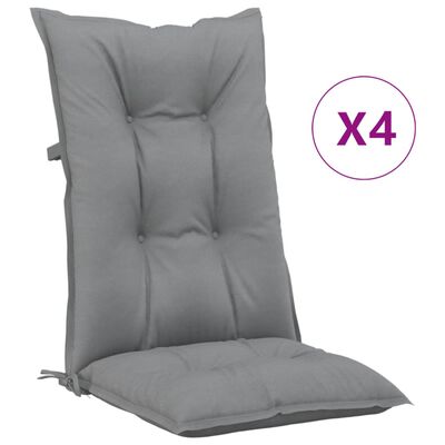 vidaXL Garden Highback Chair Cushions 4 pcs Gray 47.2"x19.7"x2.8" Fabric