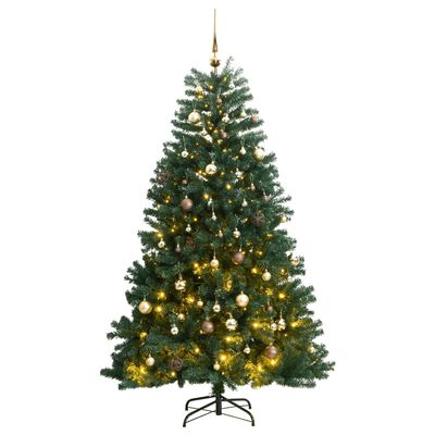 vidaXL Artificial Hinged Christmas Tree 150 LEDs & Ball Set 59.1"