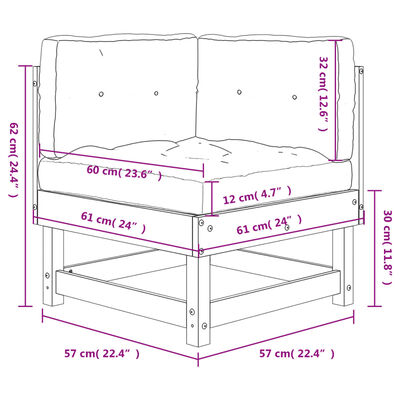 vidaXL Corner Sofa with Cushions Solid Wood Pine