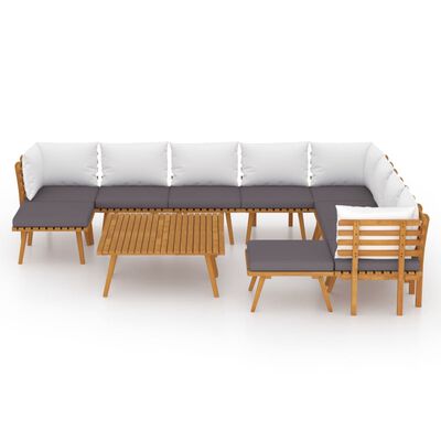 vidaXL 12 Piece Patio Lounge Set with Cushions Solid Acacia Wood