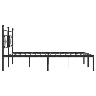 vidaXL Metal Bed Frame without Mattress with Headboard Black 76"x79.9"