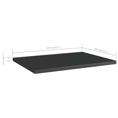 vidaXL Bookshelf Boards 8 pcs High Gloss Black 15.7"x11.8"x0.6" Engineered Wood