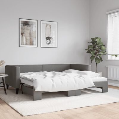 vidaXL Daybed with Trundle without Mattress Dark Gray 39.4"x74.8"