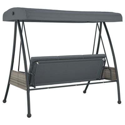 vidaXL Patio Swing Bench with Adjustable Canopy Dark Gray Steel