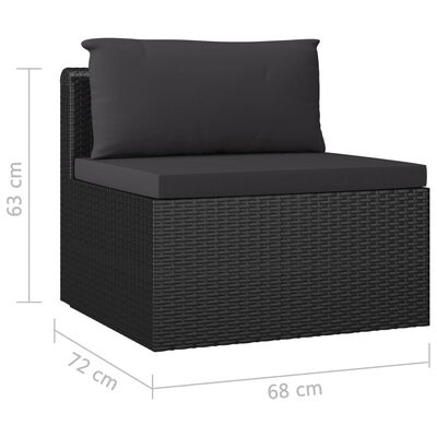 vidaXL 11 Piece Patio Lounge Set with Cushions Poly Rattan Black