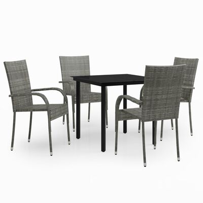 vidaXL 5 Piece Patio Dining Set Gray and Black