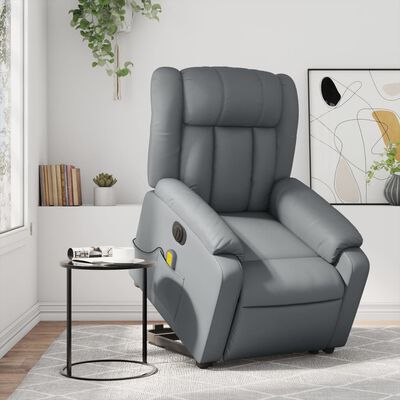 vidaXL Electric Stand up Massage Recliner Chair Gray Faux Leather