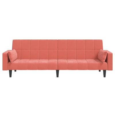 vidaXL 2-Seater Sofa Bed with Two Pillows Pink Velvet